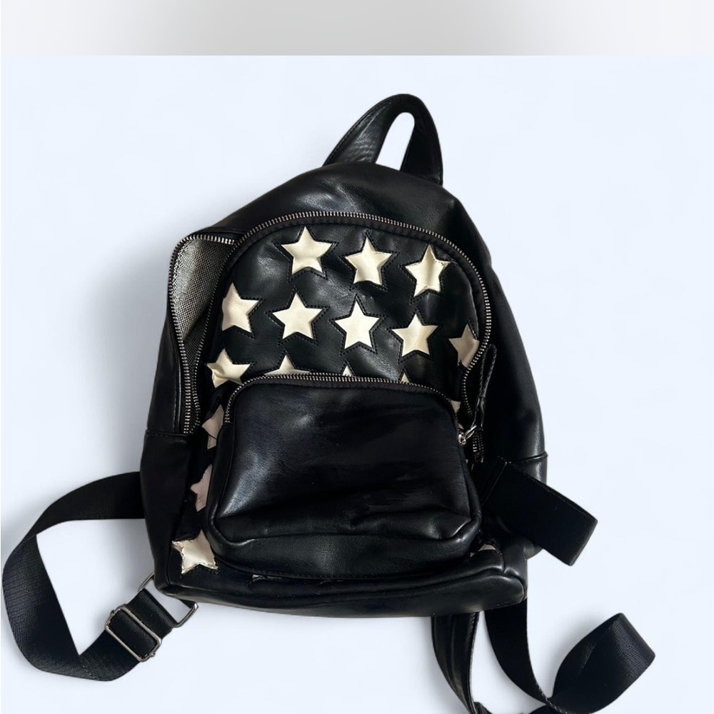 Vintage Zara Black Backpack with White Star Accents